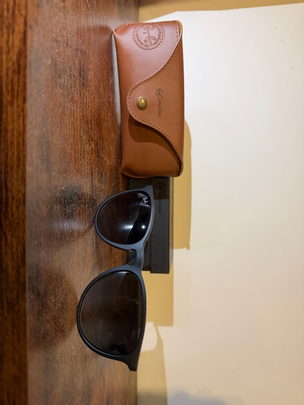Ray-Ban Black Frame Sunglasses with Brown Case